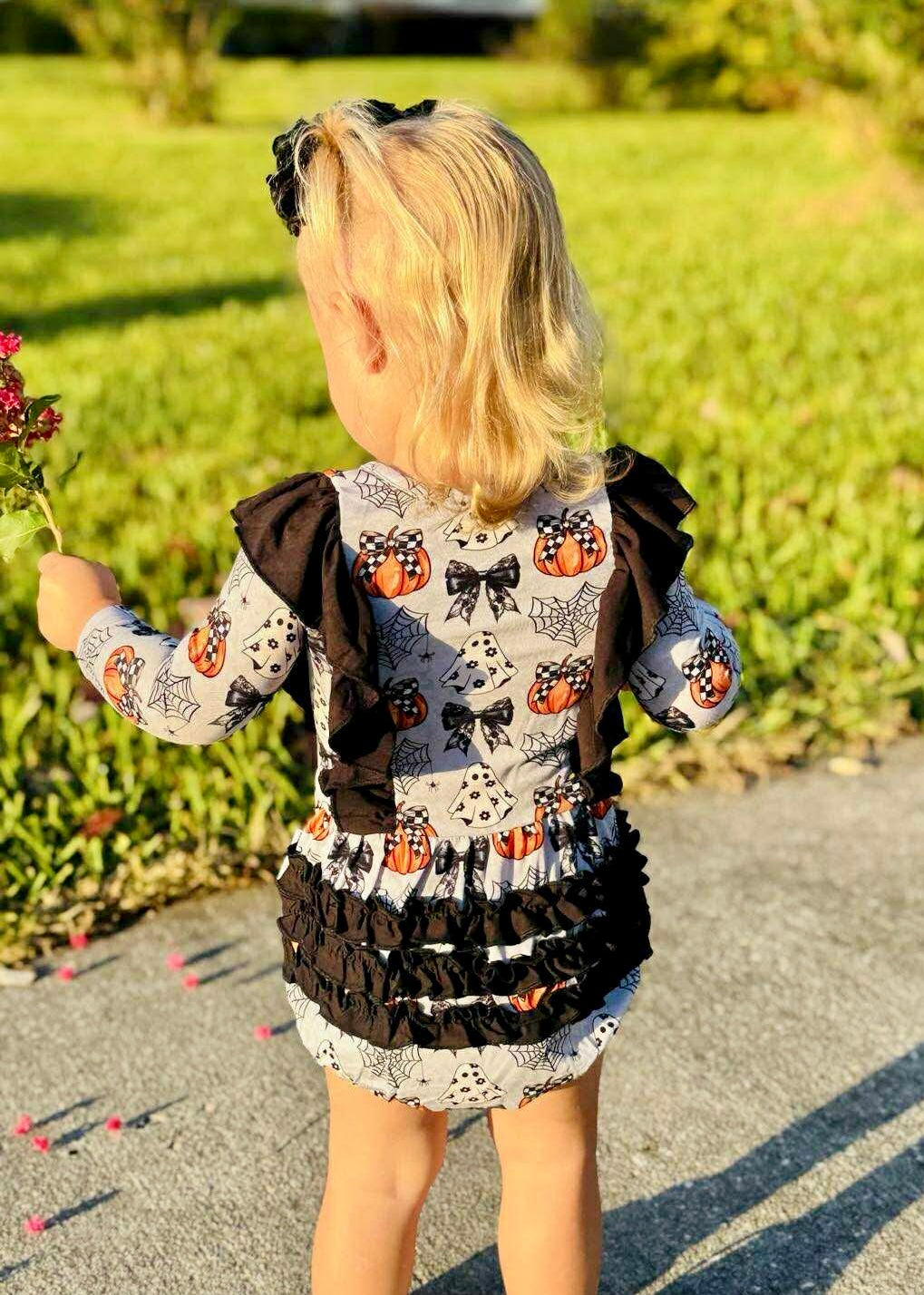 “Boos and Bows” Ruffled Bubble Romper