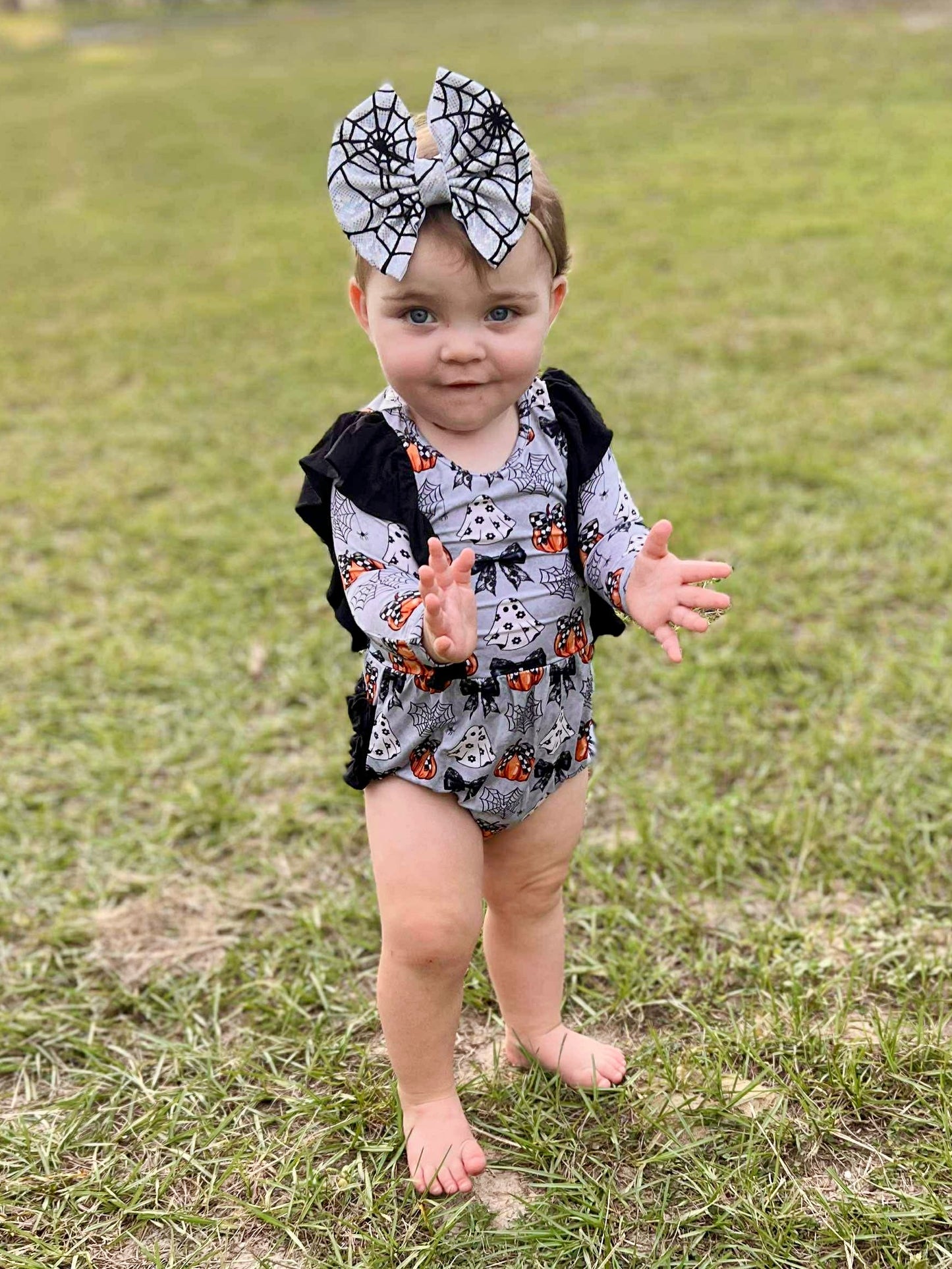 “Boos and Bows” Ruffled Bubble Romper