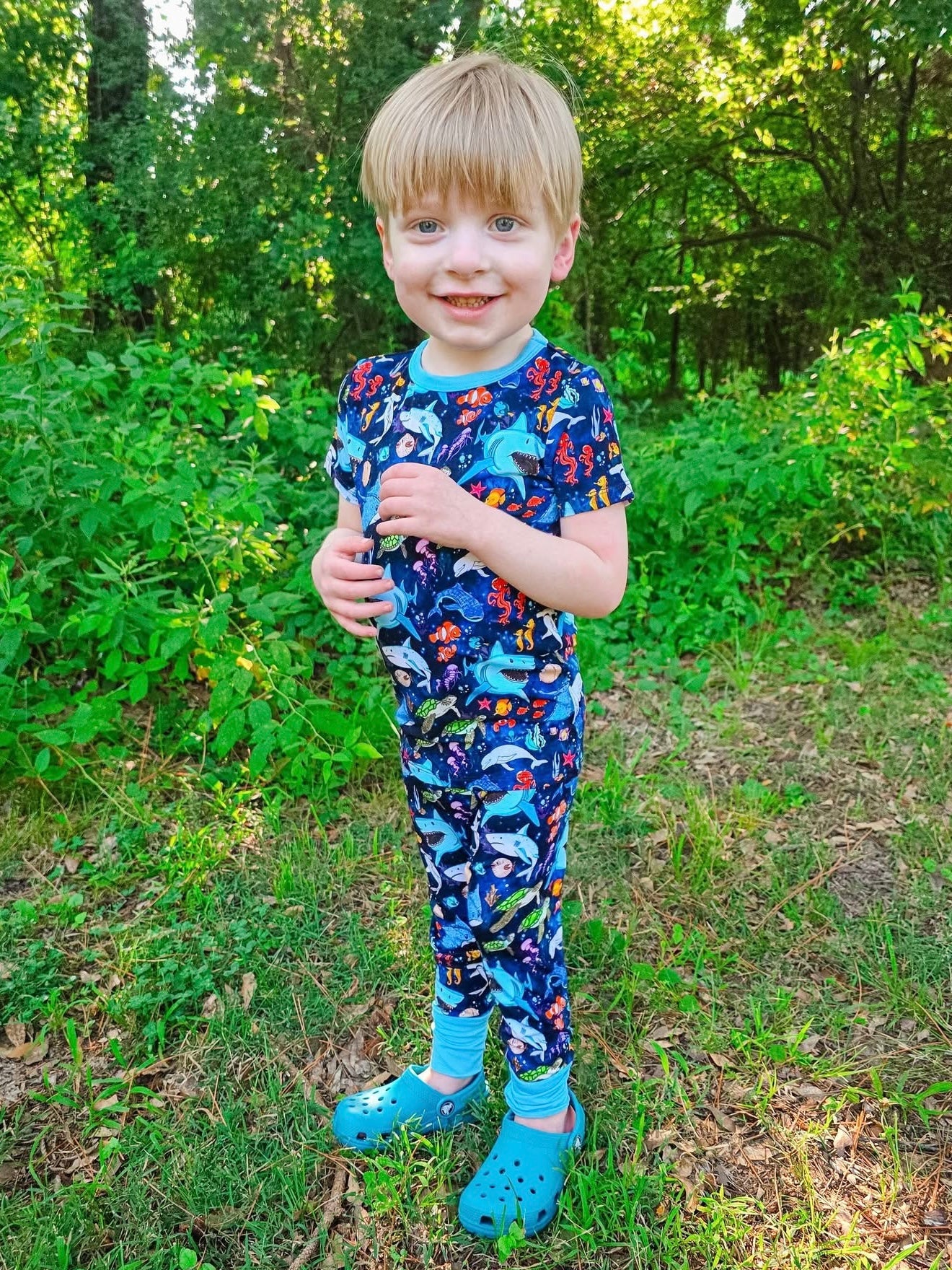 “Beyond The Reef” Two-Piece Pajamas Short Sleeved and Pants