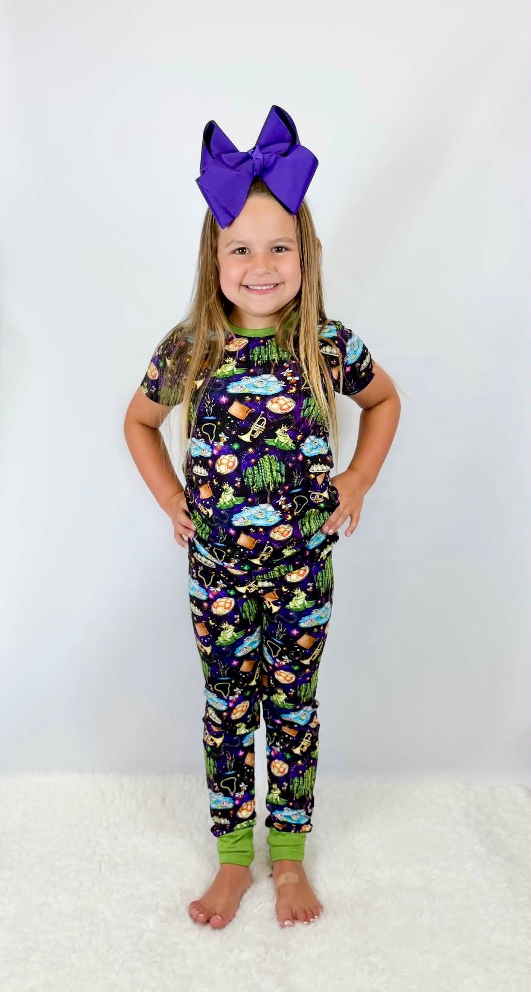 “Fireflies & Frog Kisses” Two-Piece Pajamas Short Sleeved and Shorts