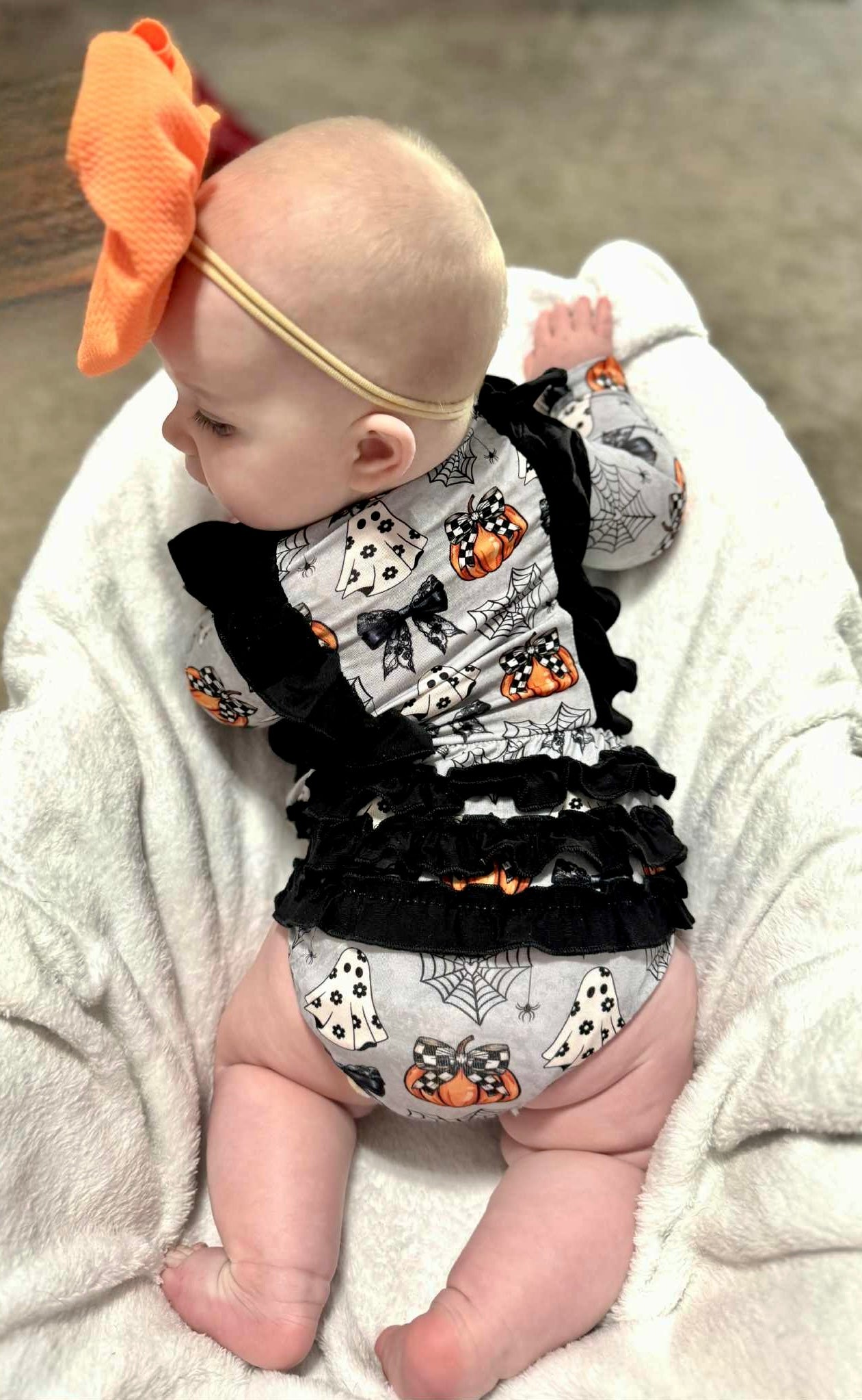 “Boos and Bows” Ruffled Bubble Romper