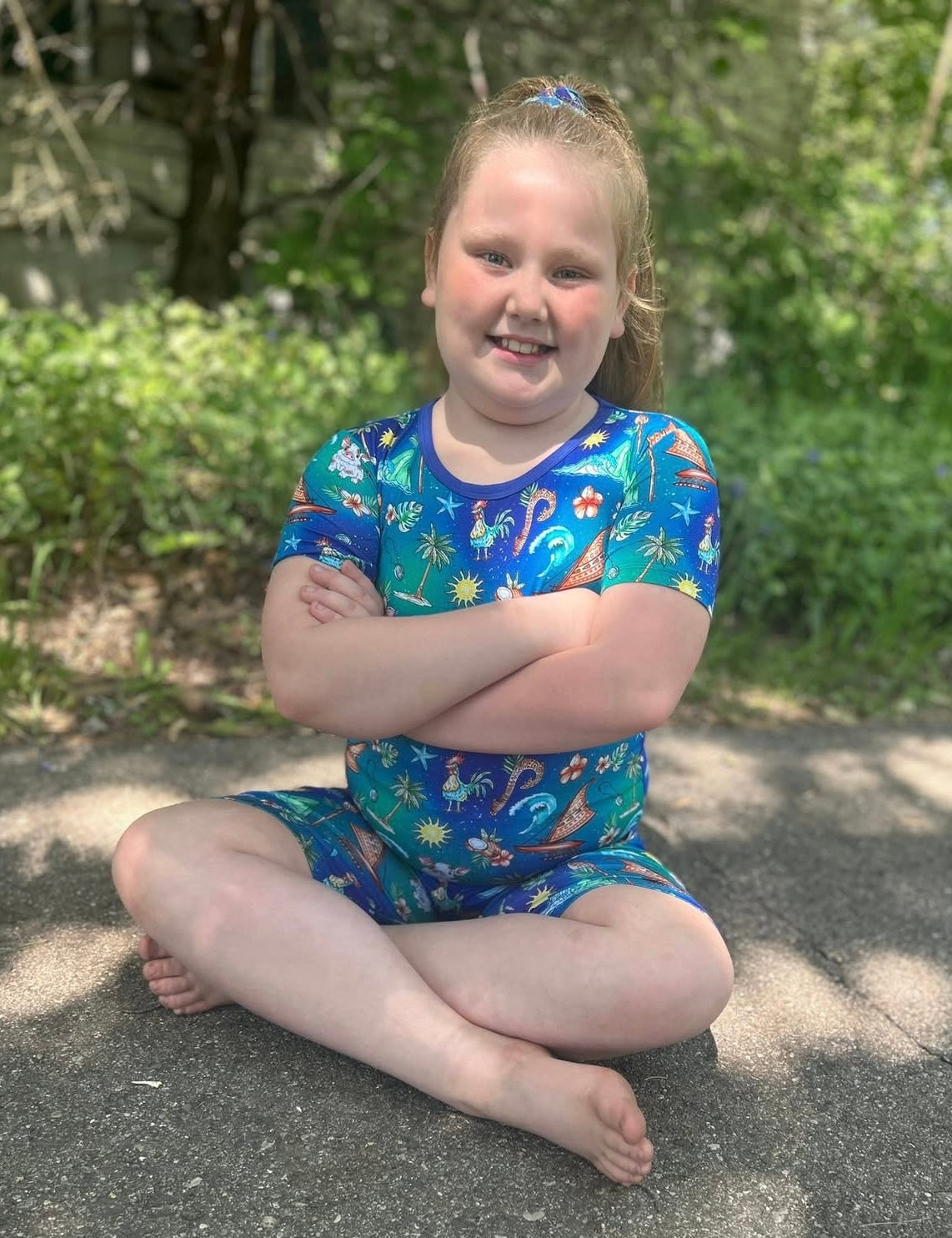 “Oceans Calling” Two-Piece Pajamas Short Sleeved and Shorts