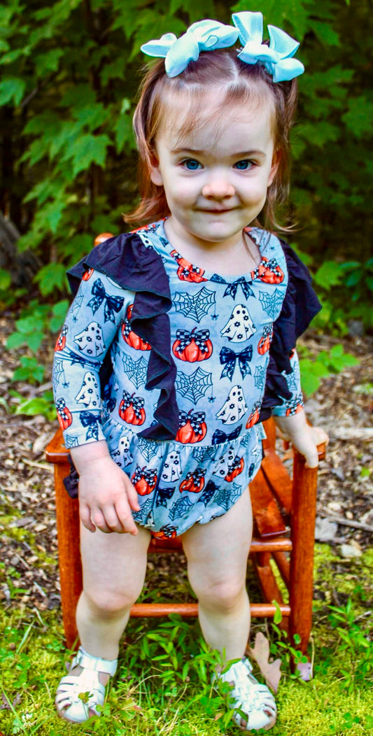 “Boos and Bows” Ruffled Bubble Romper