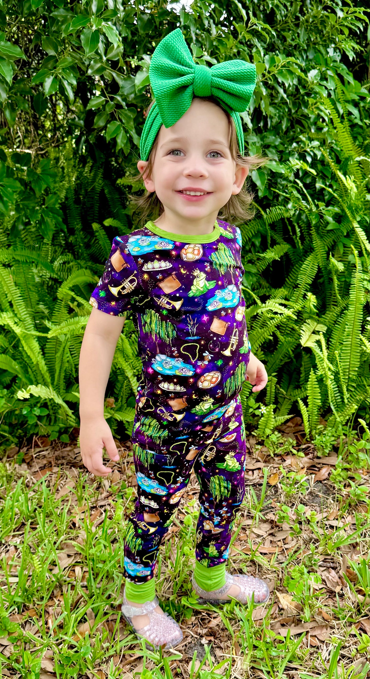 “Fireflies & Frog Kisses” Two-Piece Pajamas Short Sleeved and Shorts