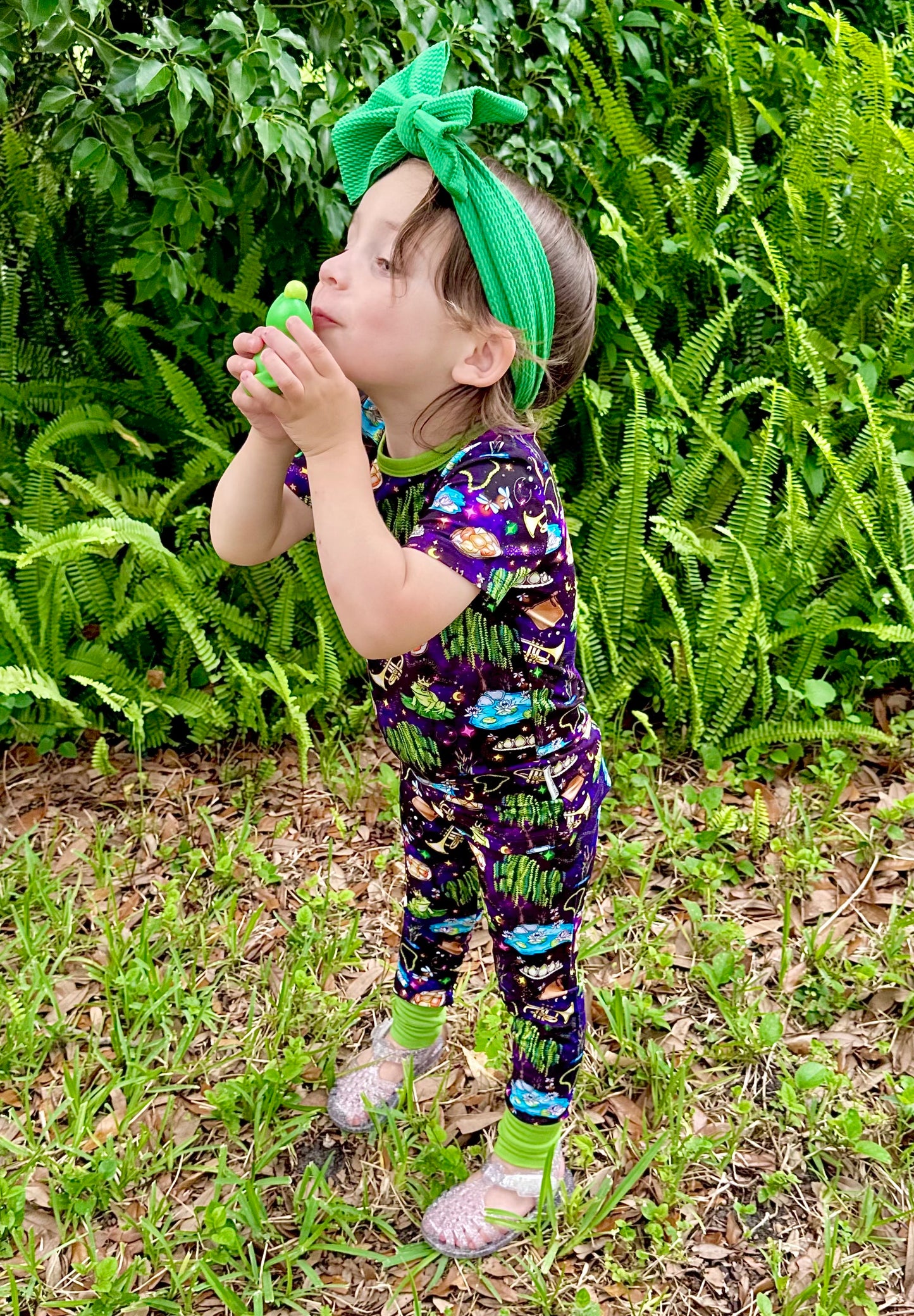 “Fireflies & Frog Kisses” Two-Piece Pajamas Short Sleeved and Shorts