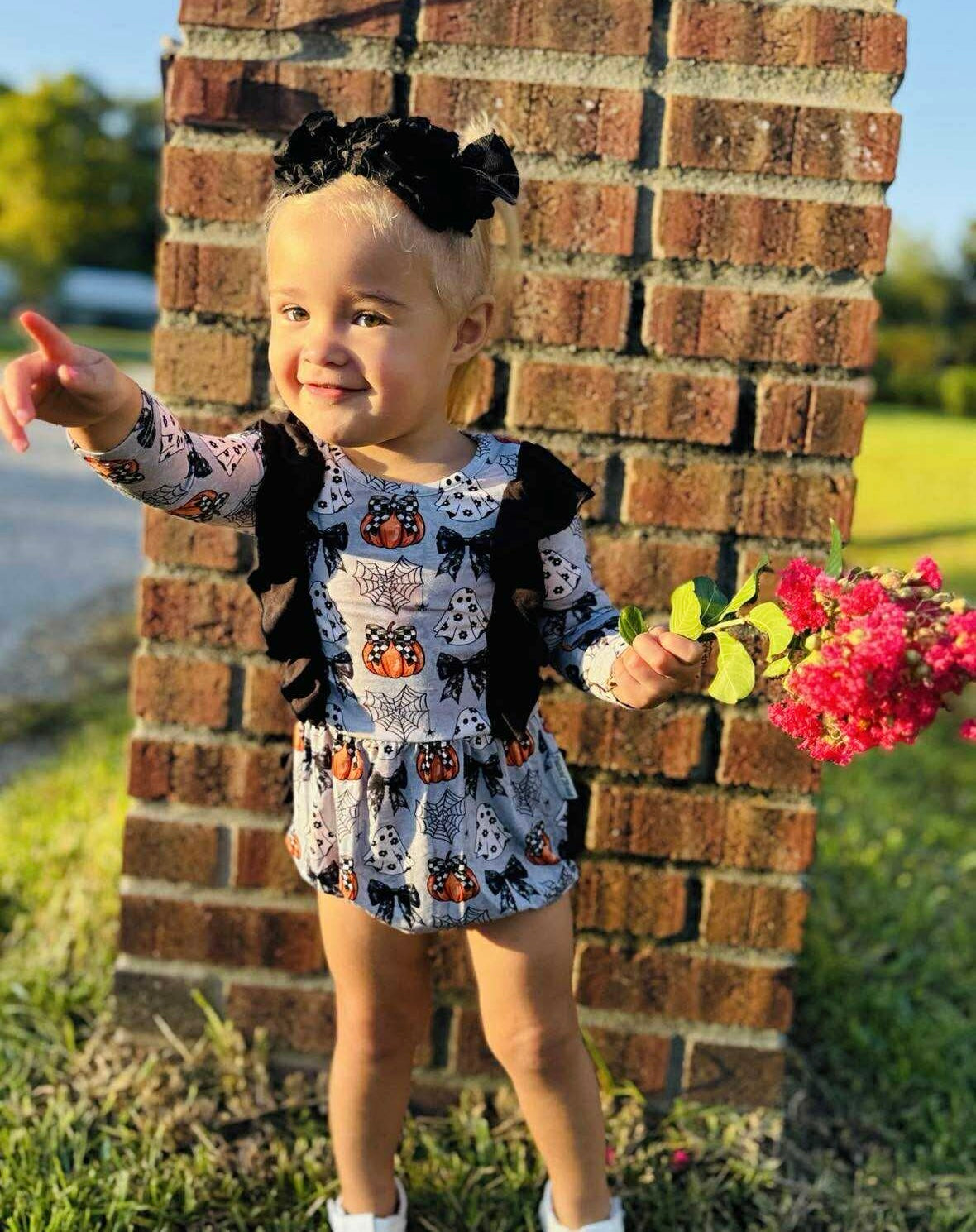 “Boos and Bows” Ruffled Bubble Romper