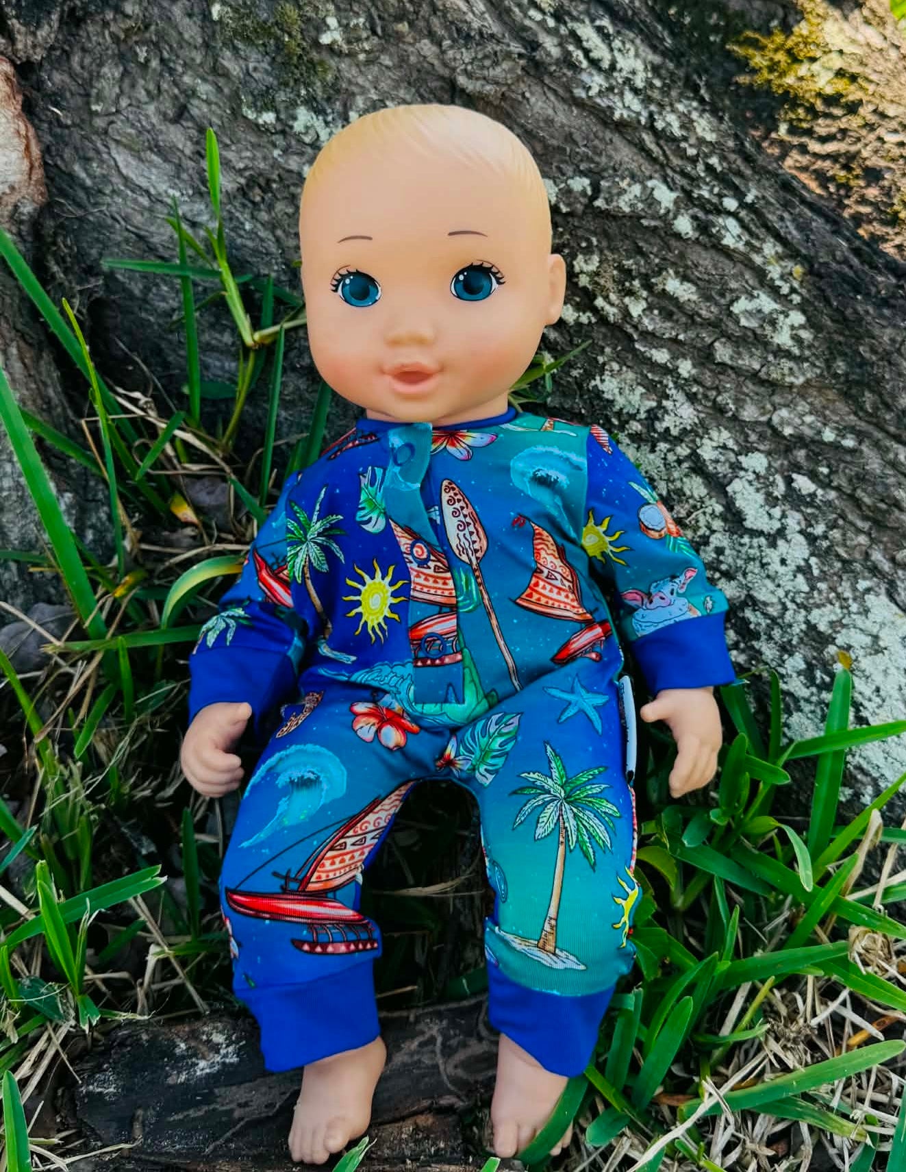 “Oceans Calling” Doll Romper