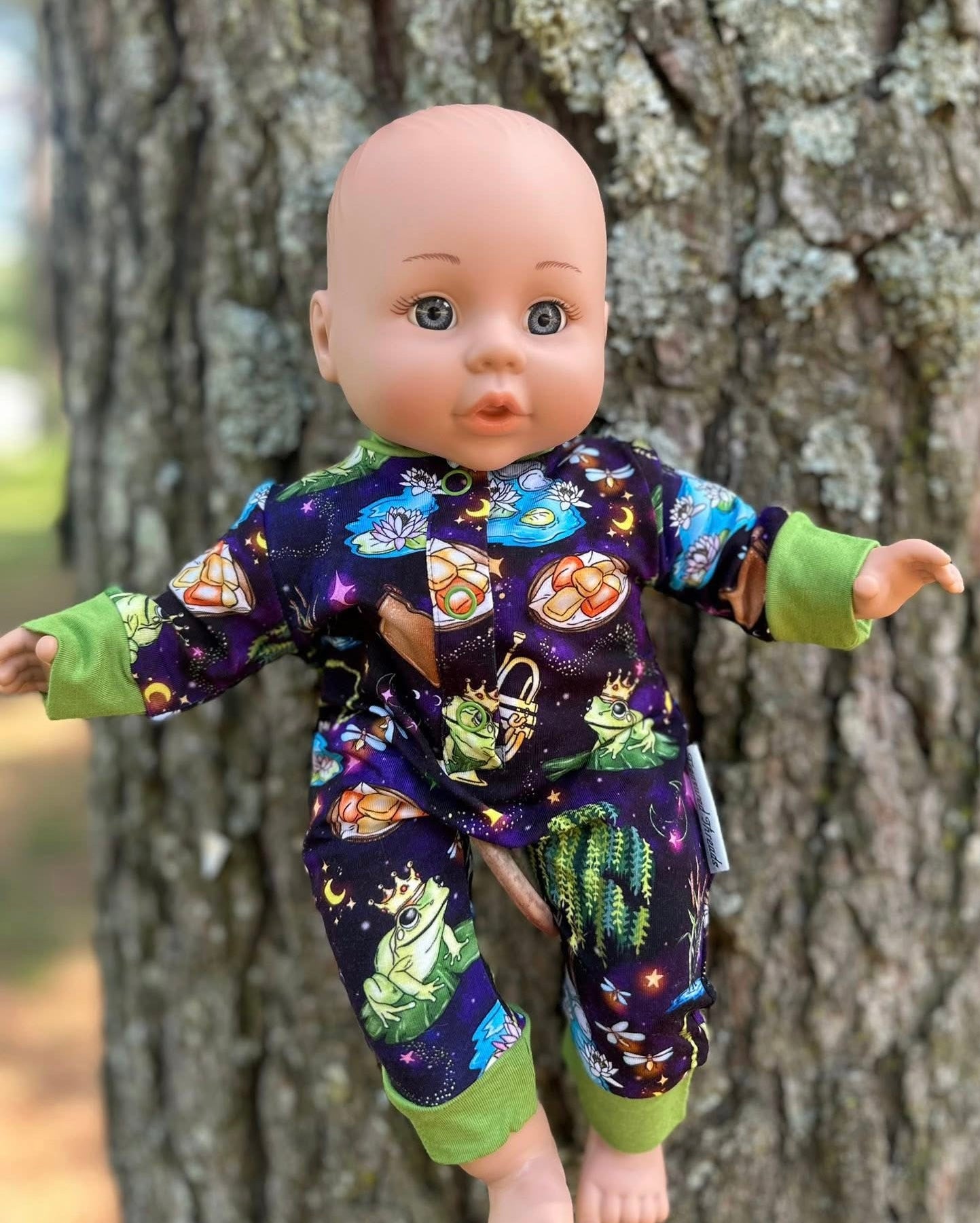 “Fireflies & Frog Kisses” Doll Romper