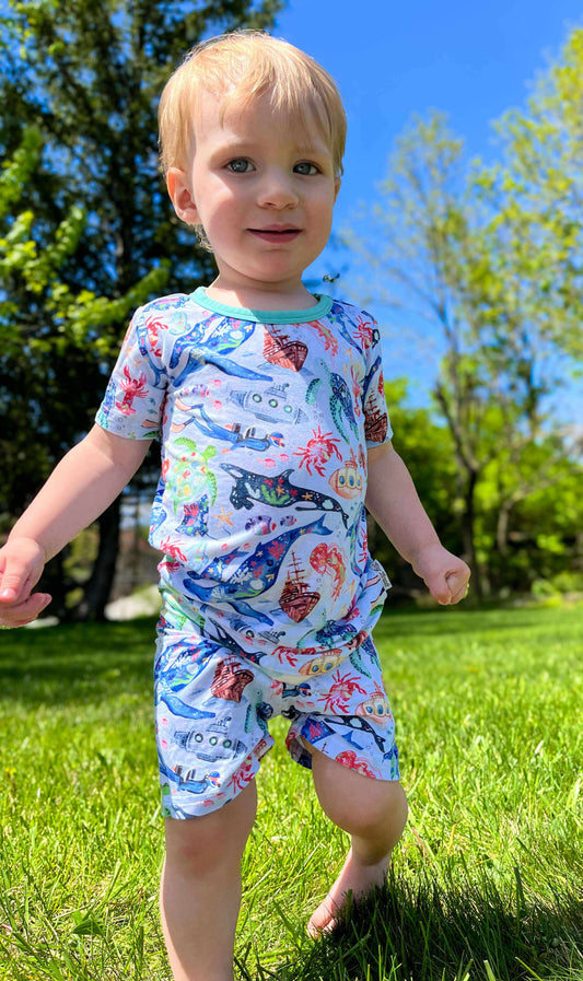 Tiny Sea Treasures Two-Piece Pajamas Short Sleeved and Shorts
