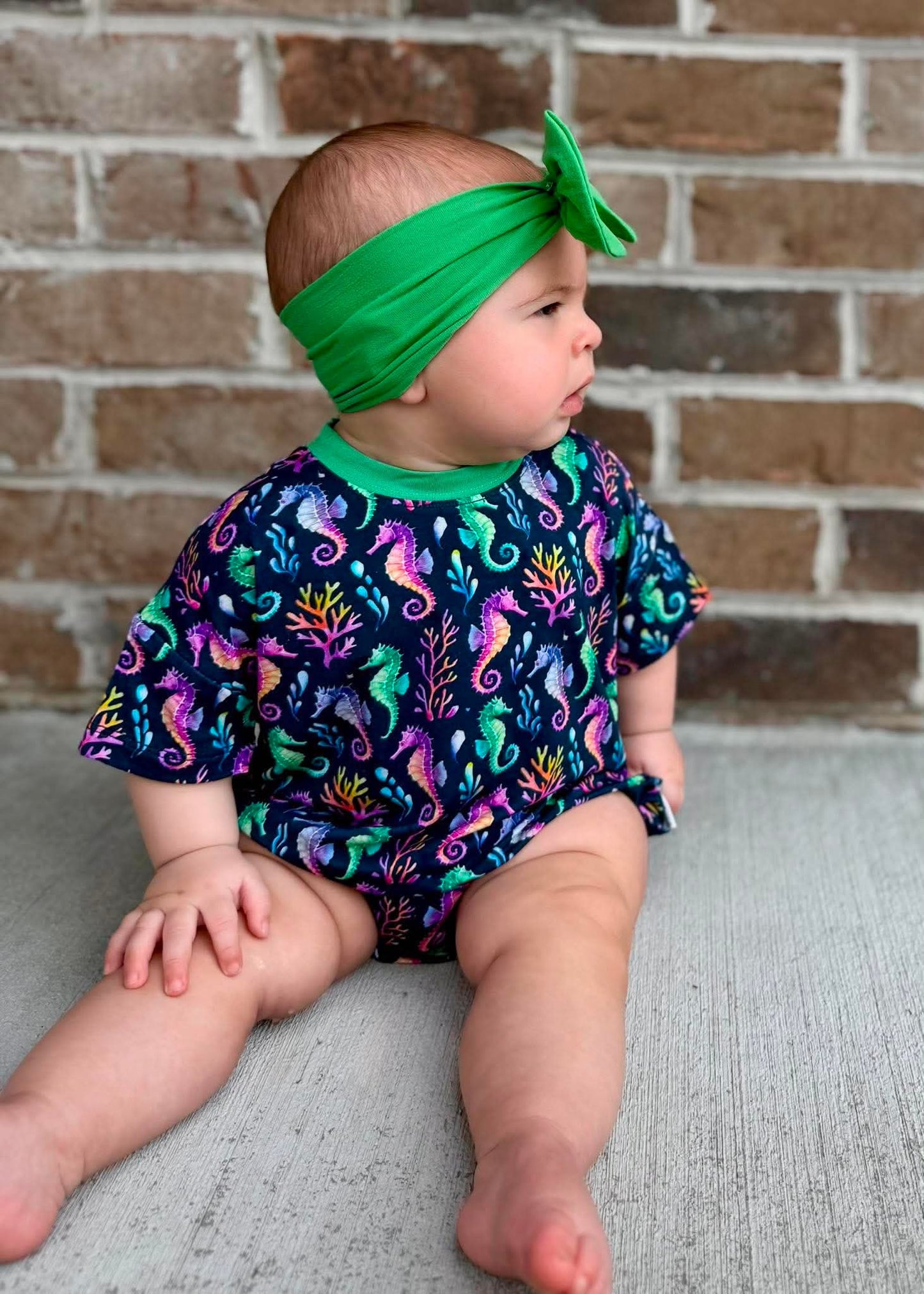 “Seahorse Lagoon” Bubble Romper