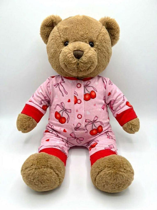 “Cherry Bow Bliss” Doll Romper