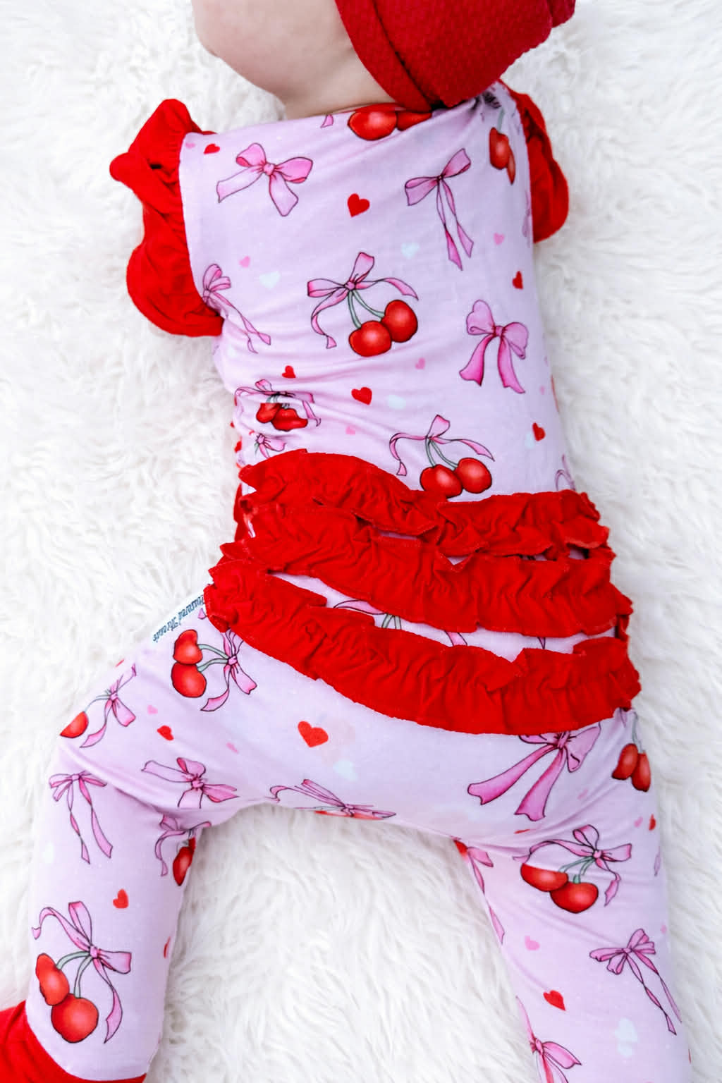 “Cherry Bow Bliss” Ruffle Zippy