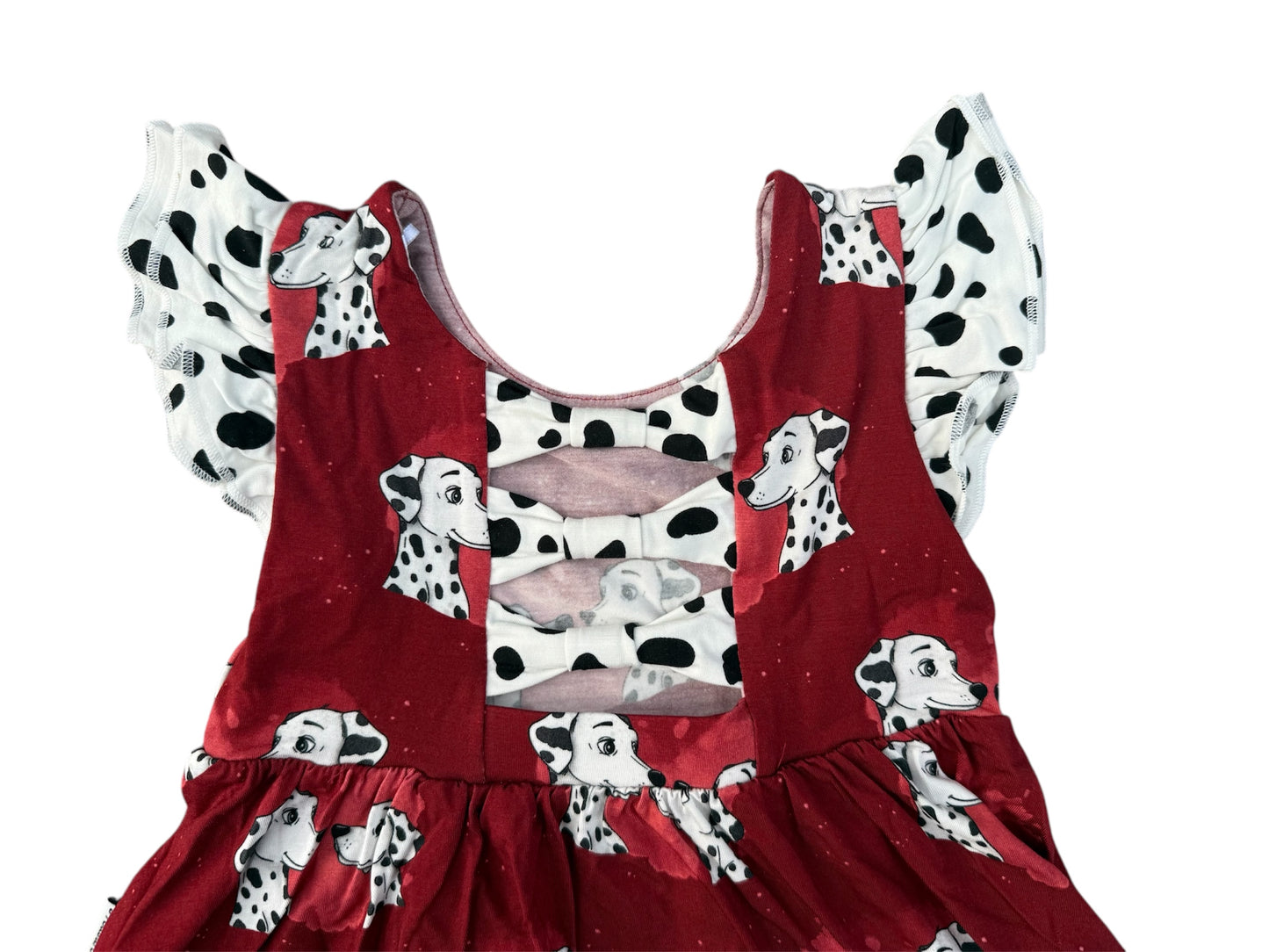 “Darling Dalmatians” Twirl with Bow Back and Biker Shorts Set