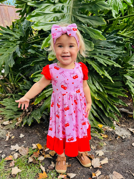 “Cherry Bow Bliss” Bow Headband