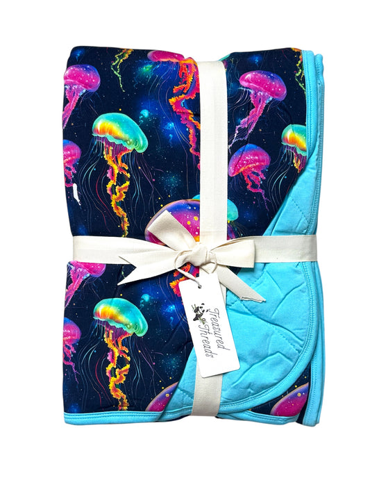 Jellyfish Glow Quilted Blanket