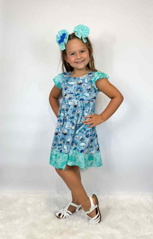 Shell Yeah Twirl with Bow Back and Biker Shorts Set