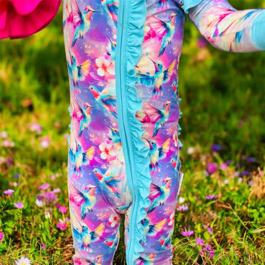 “Hummingbird Haven” Ruffle Zippy