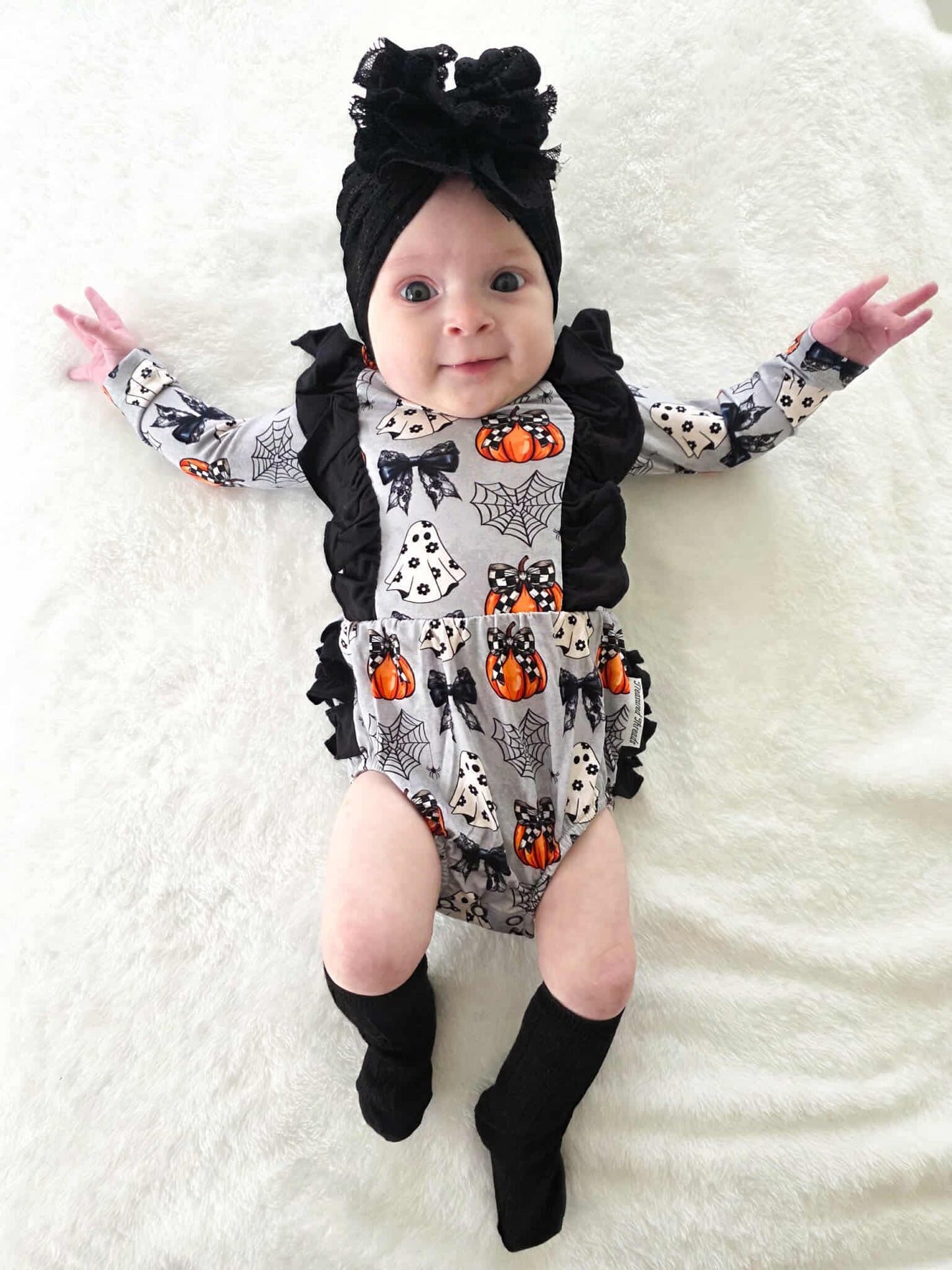 “Boos and Bows” Ruffled Bubble Romper