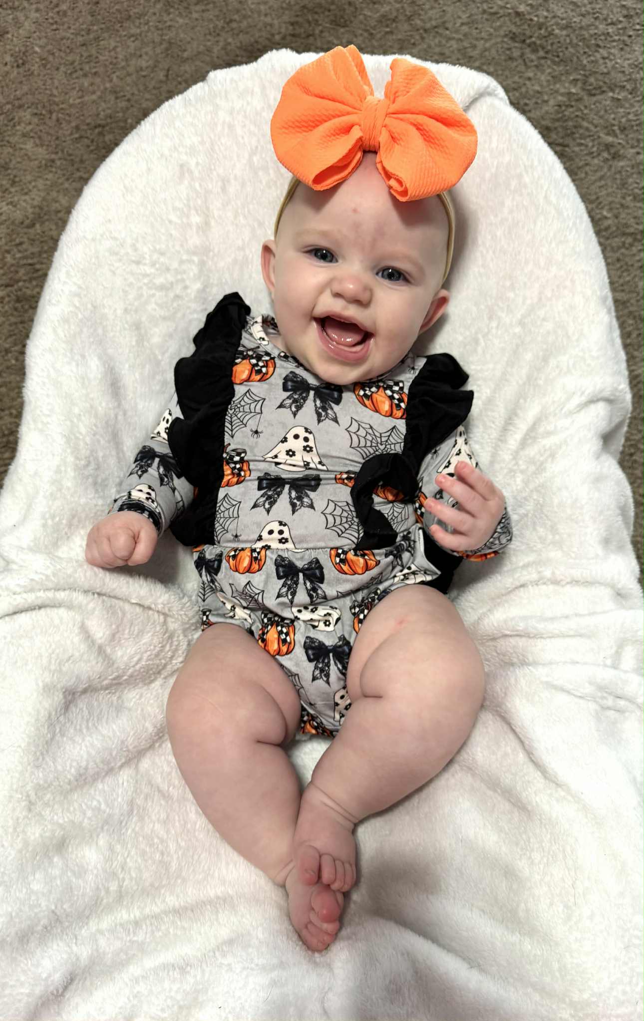 “Boos and Bows” Ruffled Bubble Romper