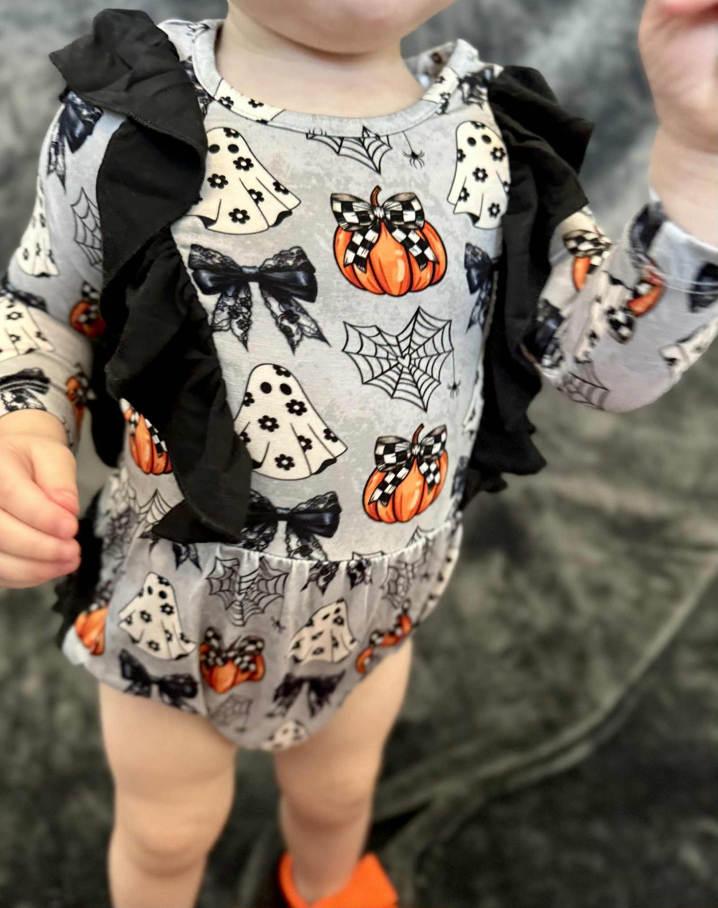 “Boos and Bows” Ruffled Bubble Romper