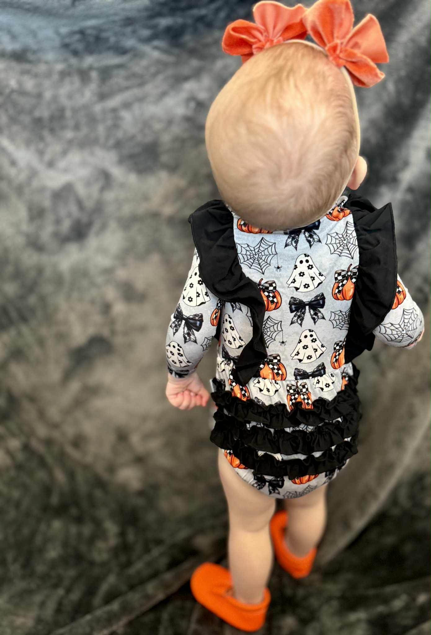 “Boos and Bows” Ruffled Bubble Romper