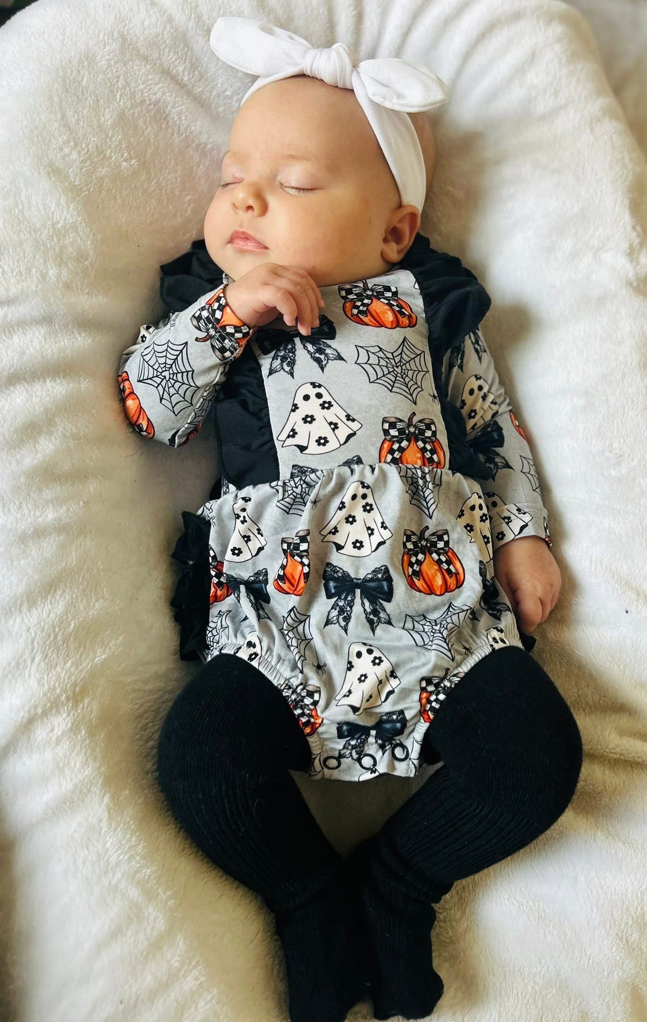 “Boos and Bows” Ruffled Bubble Romper