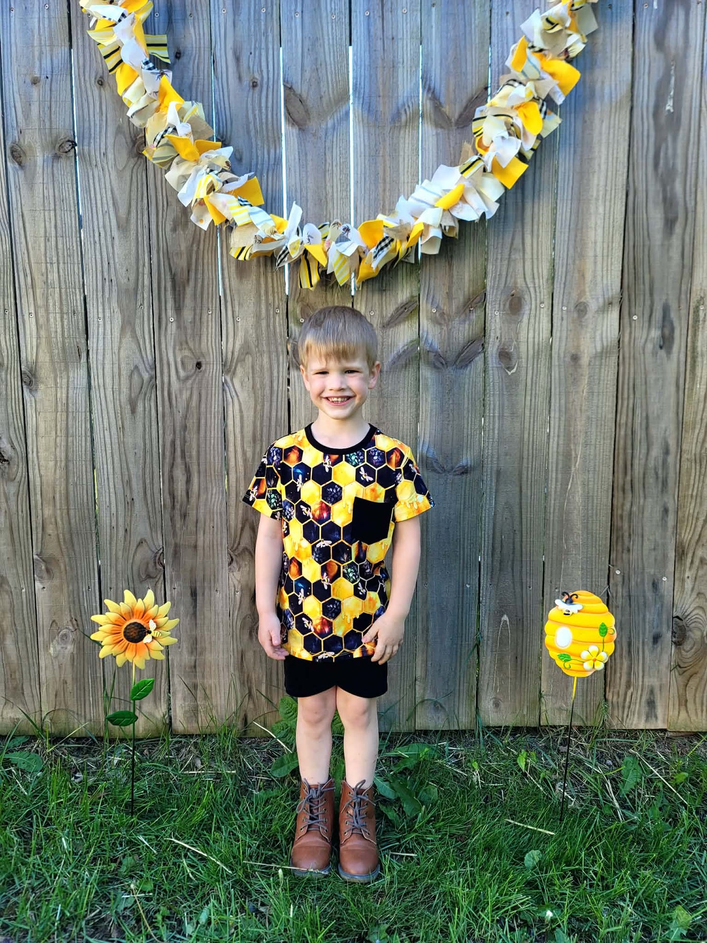 "Bee Happy" Pocket T-Shirt