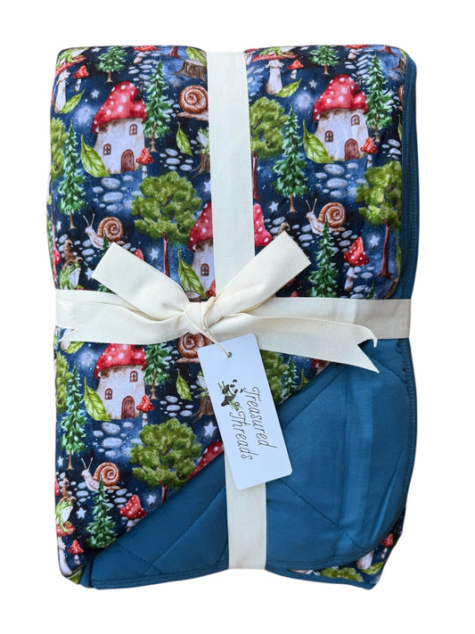 “Enchanted Mushroom Forest” Quilted Blanket