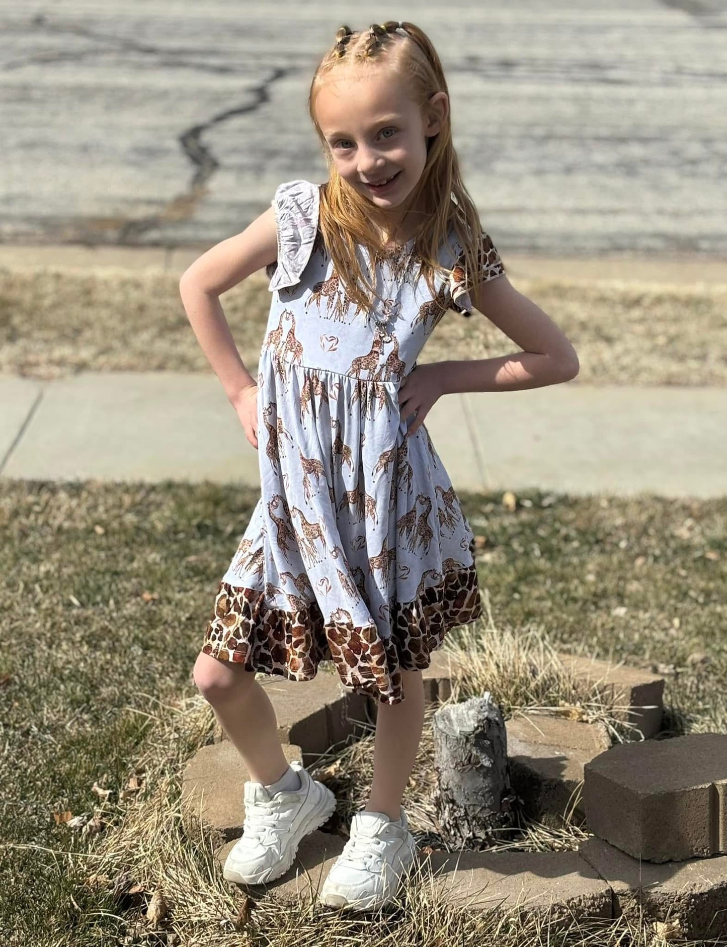 “You Bet Giraffe I’m Cute” Twirl with Biker Shorts Set
