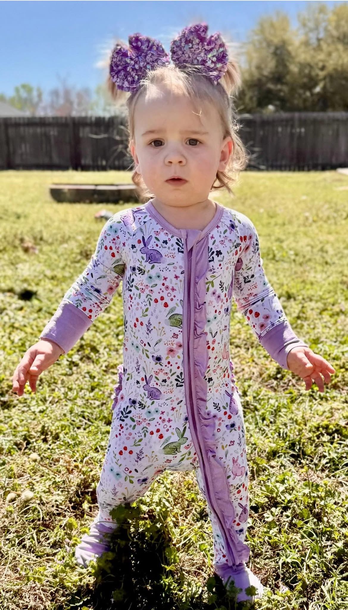 Watercolor Bunnies Ruffle Zippy
